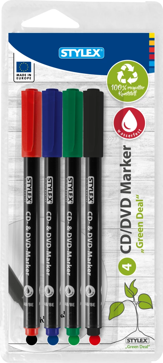 Stylex CD/DVD-Marker, 4 Stück, 4 Farben