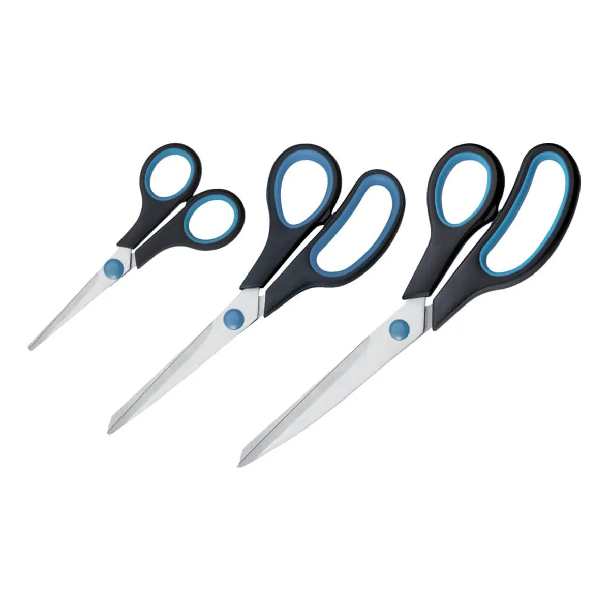 WESTCOTT Scherenset Easy Grip - rostfrei, spitz, 3tlg, blau/schwarz
