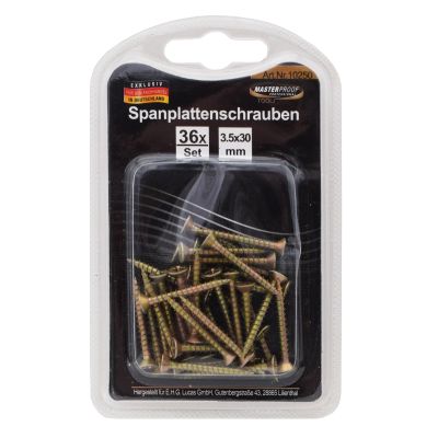 Masterproof Spanplattenschrauben 3,5x30mm, 36 Stück