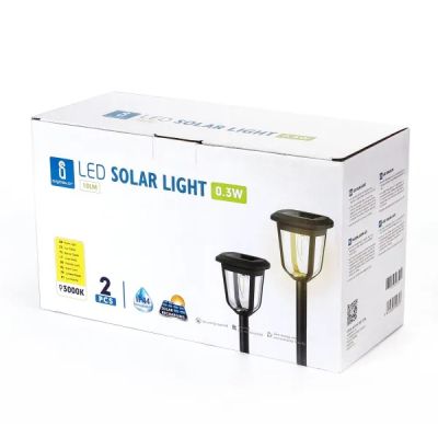 LED Solar Außenleuchte, schwarz, 2er Set