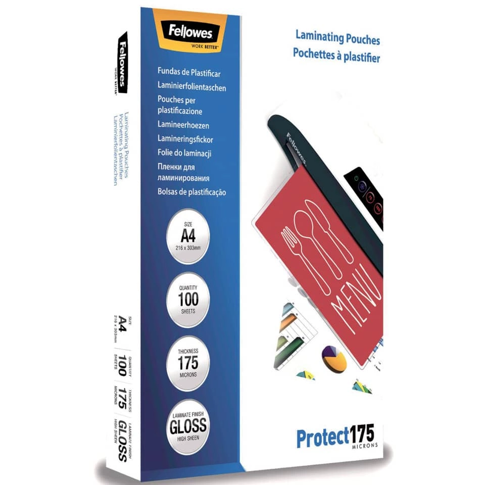 Fellowes Laminierfolie Protect - A4, glänzend, 175 mym, 100 Stück