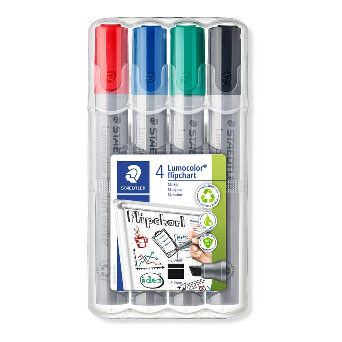 Staedtler Lumocolor® 356 B flipchart marker - Keilspitze, 4 Farben sortiert