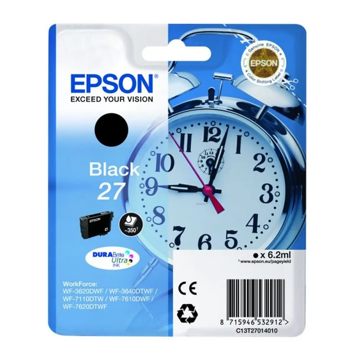 Druckerpatrone Epson 27 schwarz 6,2 ml | 350 Seiten (C13T27014010)