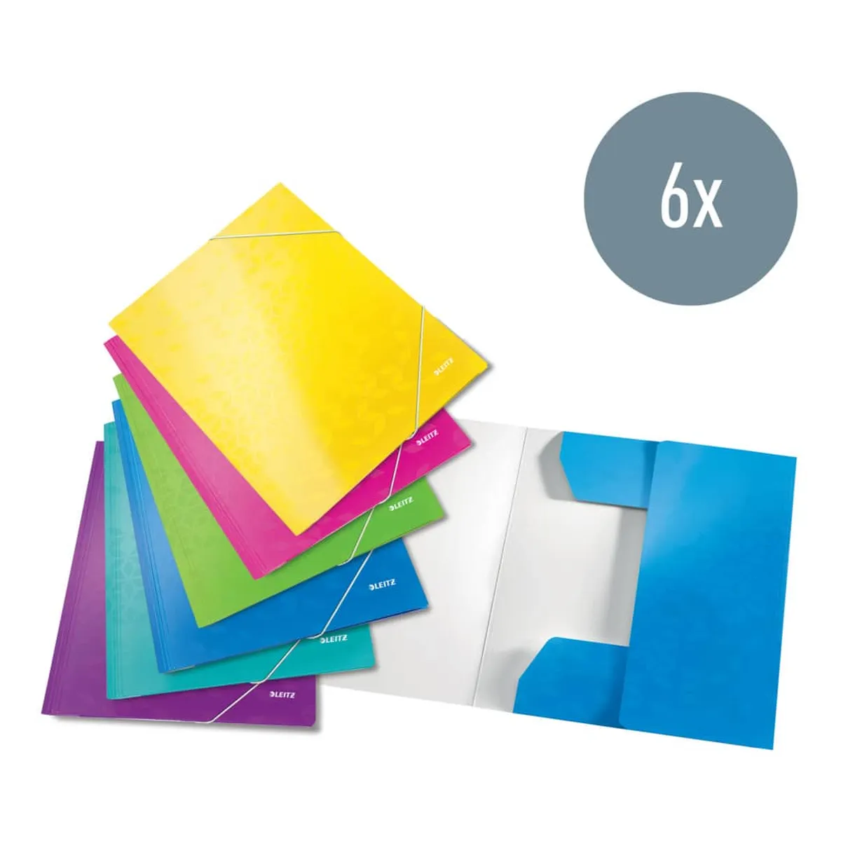 Leitz Eckspannermappe WOW, A4, Füllhöhe 250 Blatt, Karton, 6 Stück, sortiert
