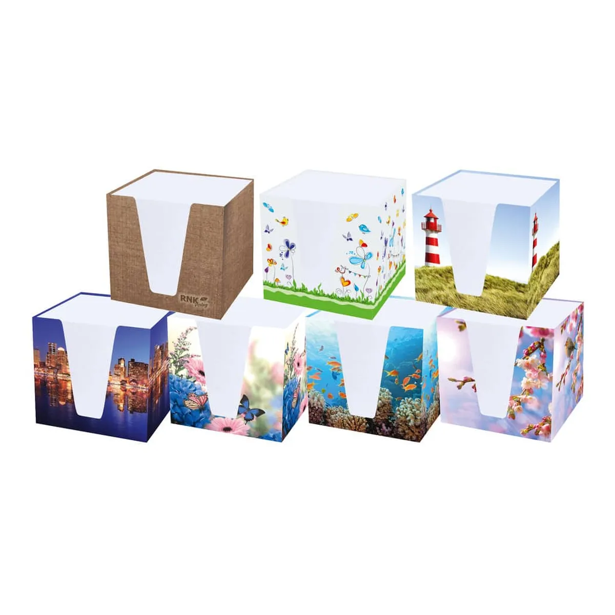 RNK Verlag Notizklotz Skyline - 900 Blatt, 70 g/qm, weiß, 92 x 92 x 92 mm