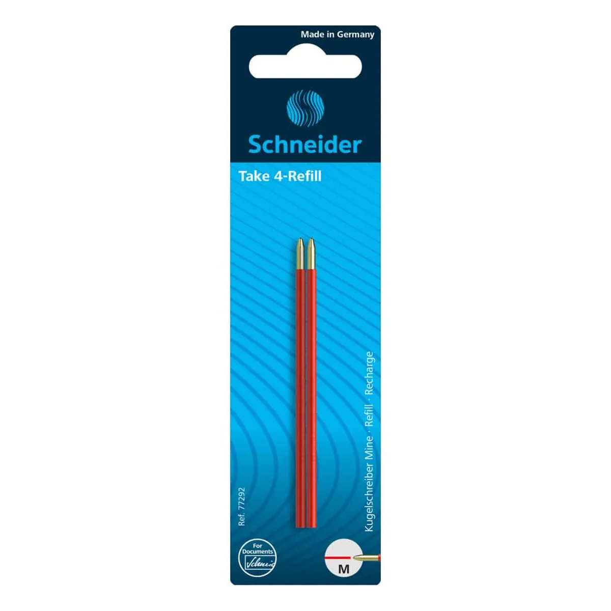 Schneider Kugelschreibermine Take 4 Refill - M, rot (dokumentenecht), 2 Stück