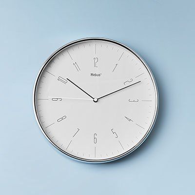 Mebus Quarz Wanduhr, Silber