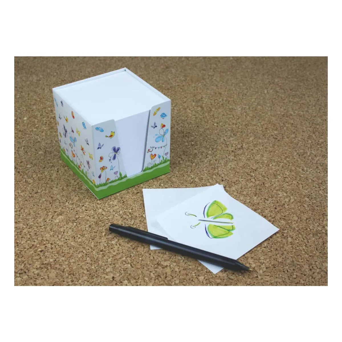 RNK Verlag Notizklotz Schmetterlinge - 900 Blatt, 70 g/qm, weiß, 92 x 92 x 92 mm