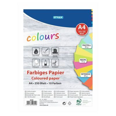 Farbiges Papier, DIN A4, 250 Blatt