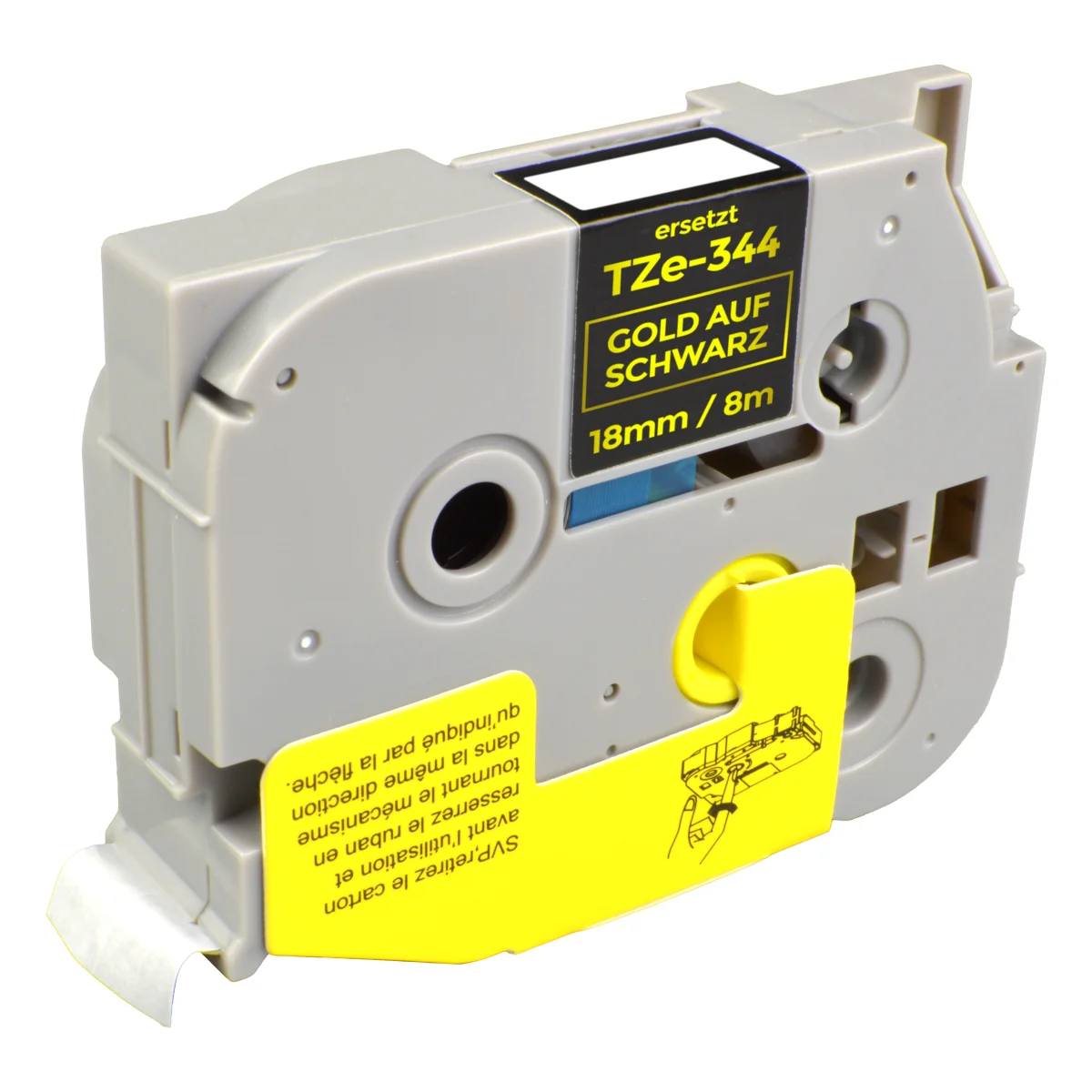 Brother TZE-344 alternatives Beschriftungsband 'gold auf schwarz' 18mm x 8m - Digital Revolution