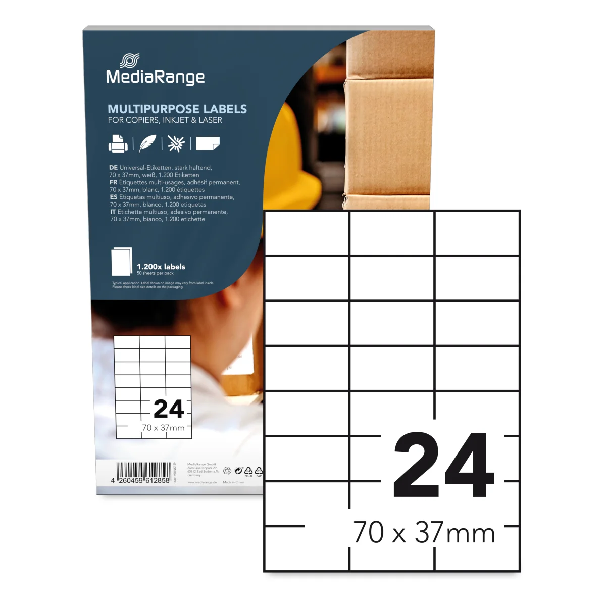 MediaRange Universal-Etiketten, 70x37 mm, 1200 Stück