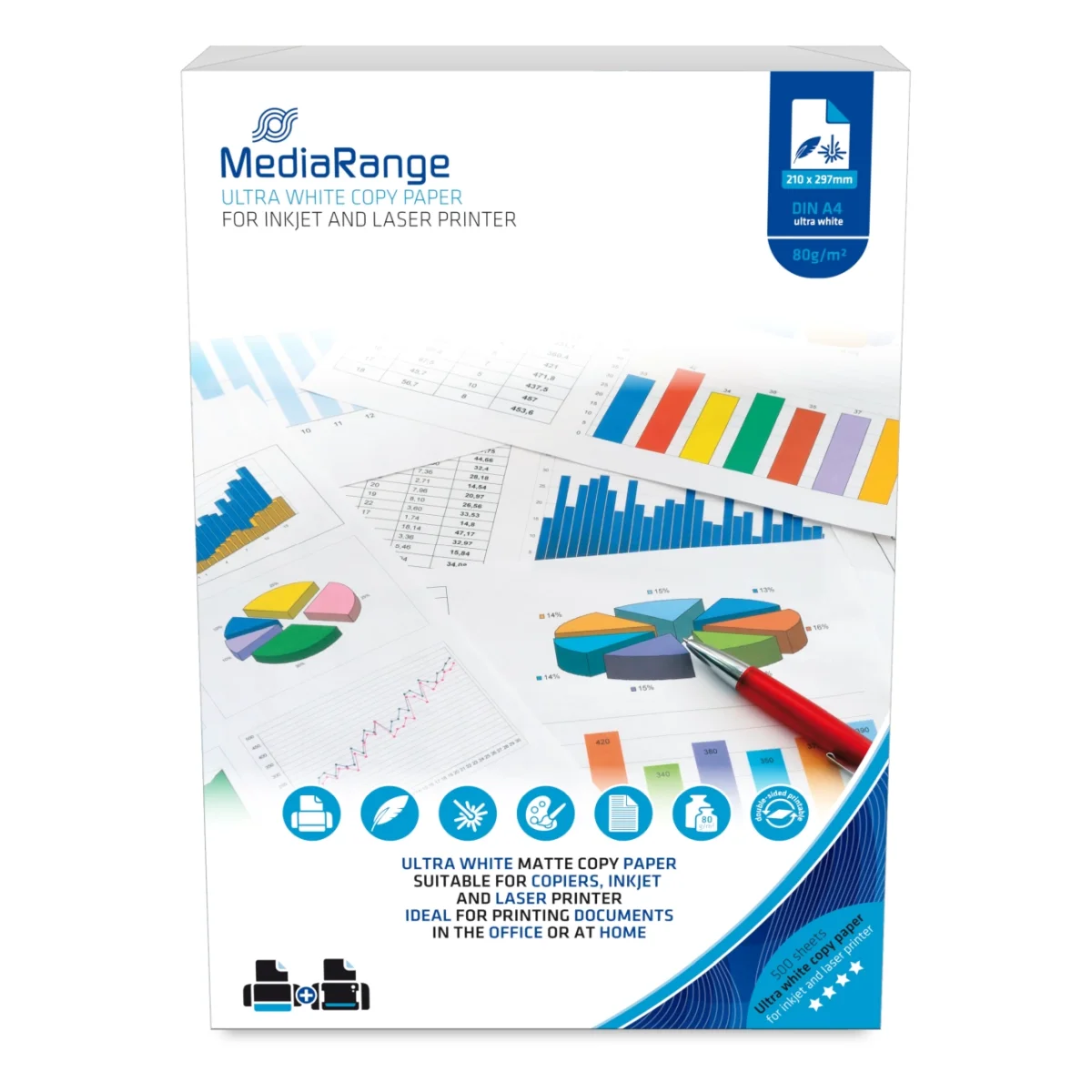 MediaRange Kopierpapier, A4, 80g, weiß, Karton à 2.500 Blatt