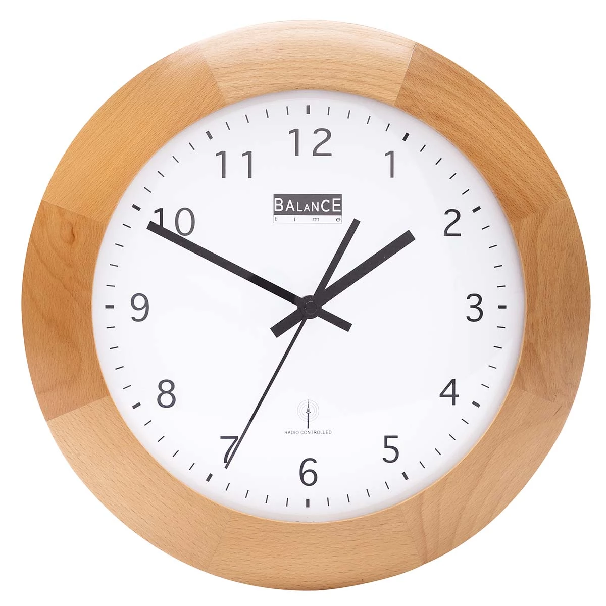 Balance Funkgesteuerte Wanduhr 32 cm analog Braun/Weiss