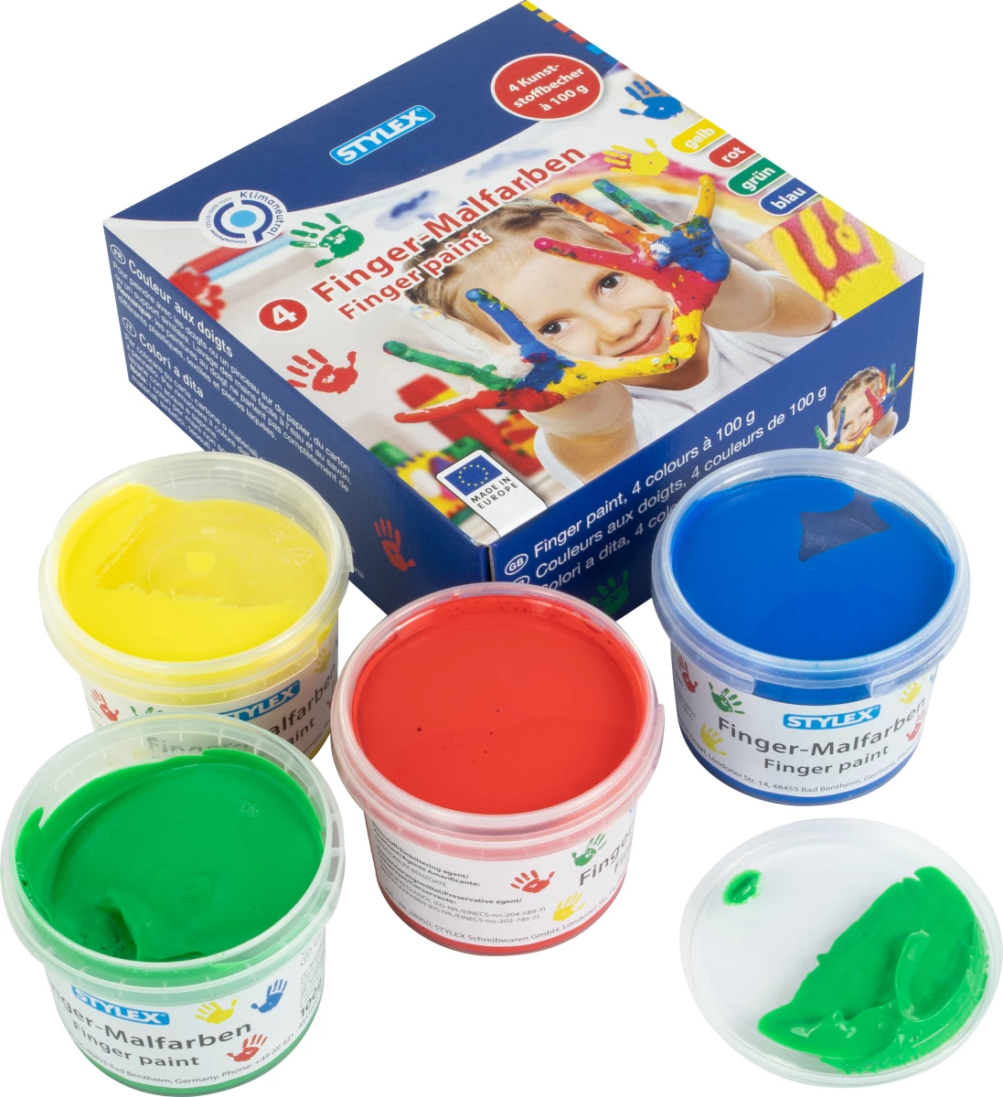 Stylex Fingerfarben, 4 x 100 ml