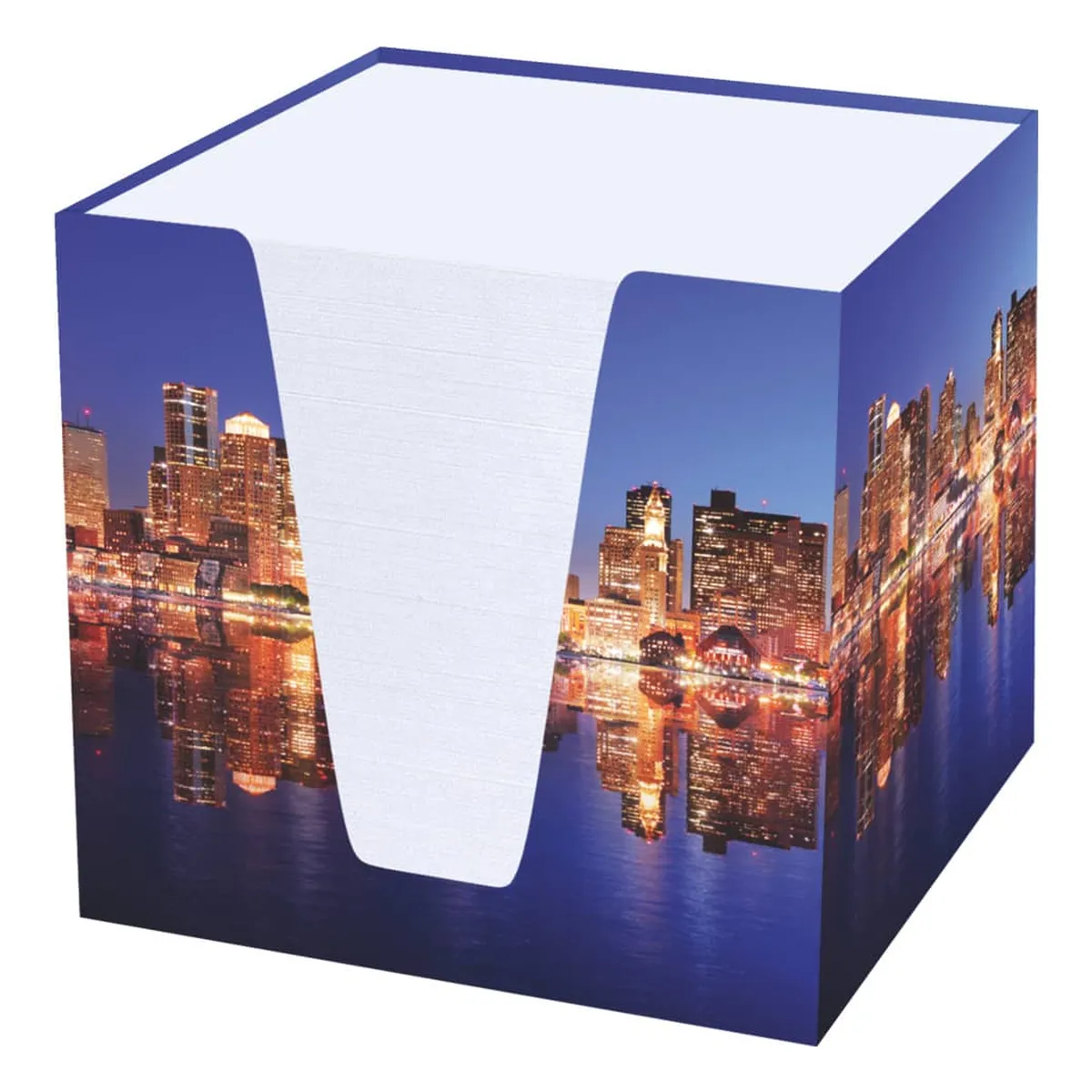 RNK Verlag Notizklotz Skyline - 900 Blatt, 70 g/qm, weiß, 92 x 92 x 92 mm
