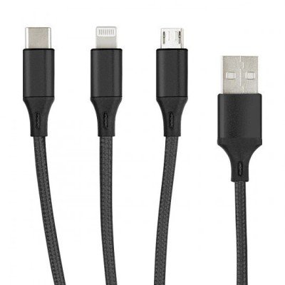Essential Ladekabel TypC/8-PIN/Micro USB 1.2M sw