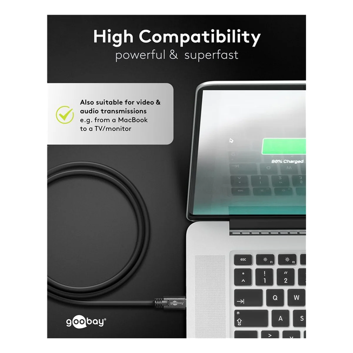 USB-C™-Kabel, 1 m, schwarz