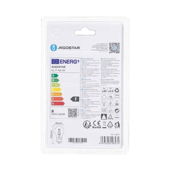 Aigostar LED FILAMENT 'Classic', 8W, E27