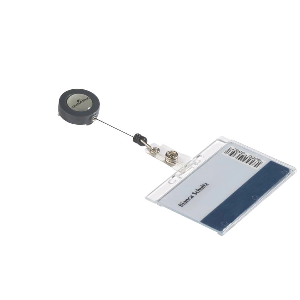 Durable Namensschild Hartbox mit Ausweiskartenhalter, transparent, 85 x 54 mm