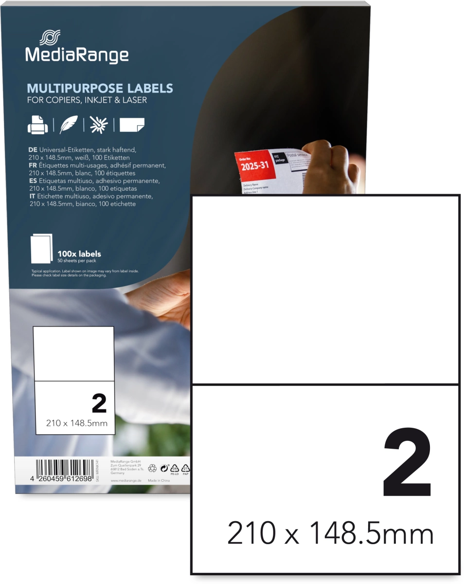 MediaRange Universal-Etiketten, 210x148,5 mm, 100 Stück