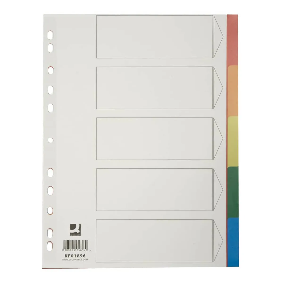 Q-Connect® Farbregister - blanko, A4, PP, 5 Blatt + Deckblatt