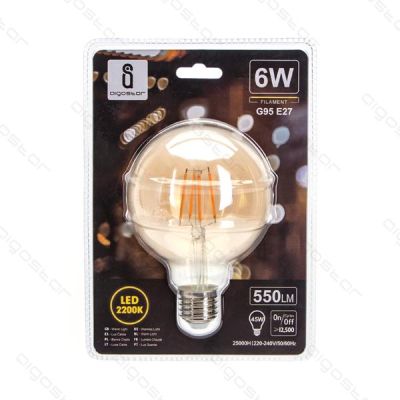 Aigostar LED FILAMENT 'G95', 6W, E27
