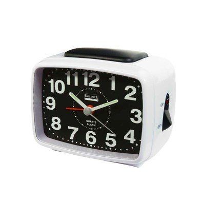 Quartz-Wecker analog Weiss/Schwarz