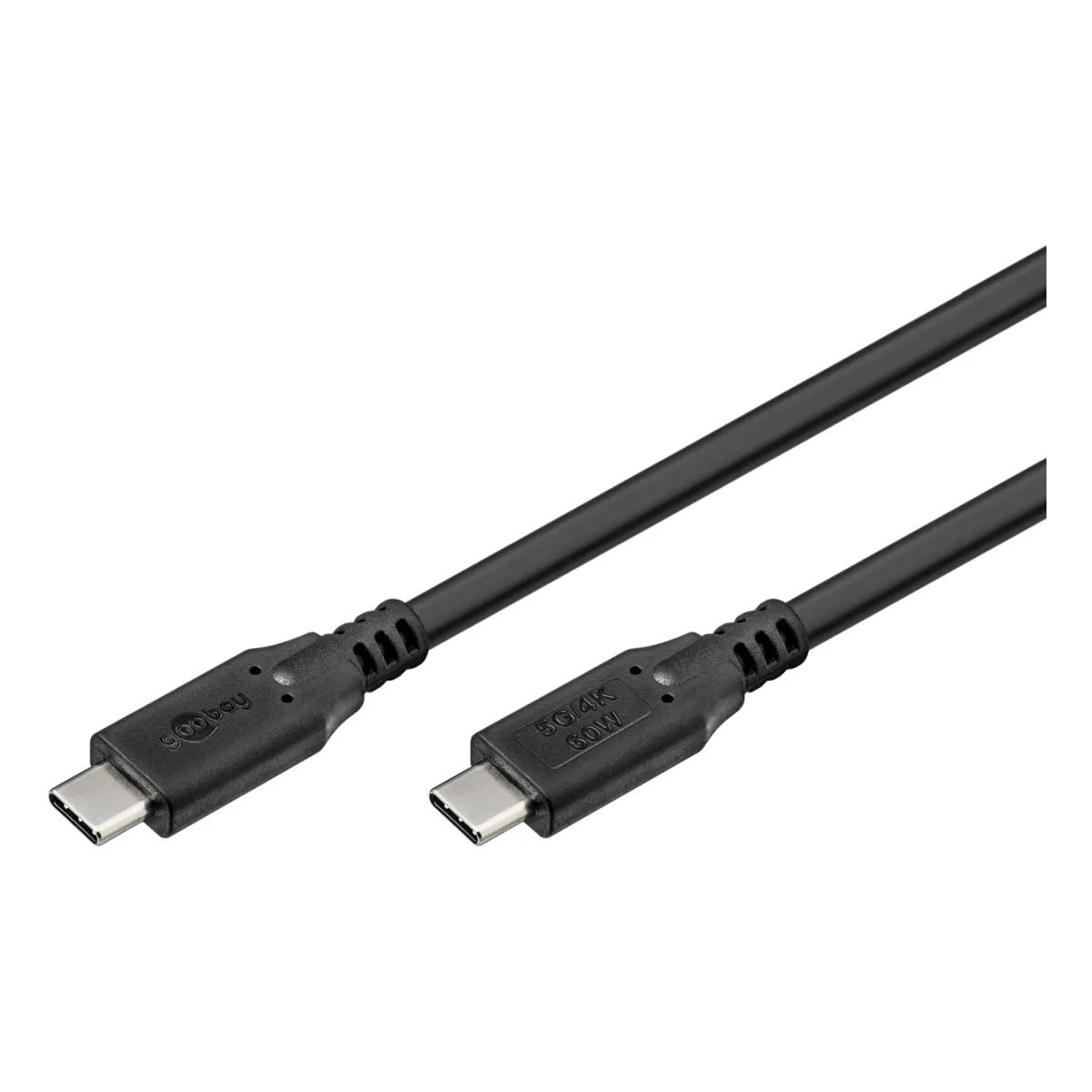 Goobay USB-C™-Kabel, USB 3.2, 4K/60 Hz, 60 W, 5 Gbit/s, Power Delivery, 1 m schwarz