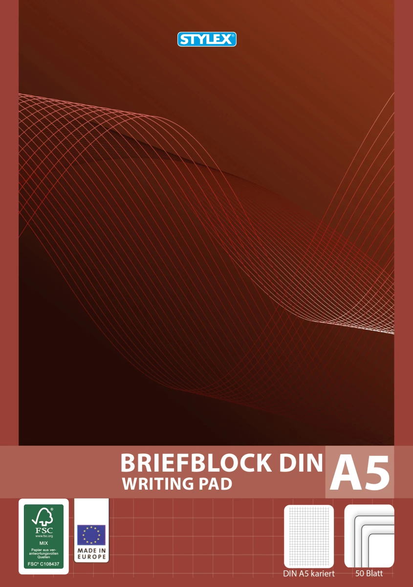Stylex Briefblock, DIN A5, kariert, FSC