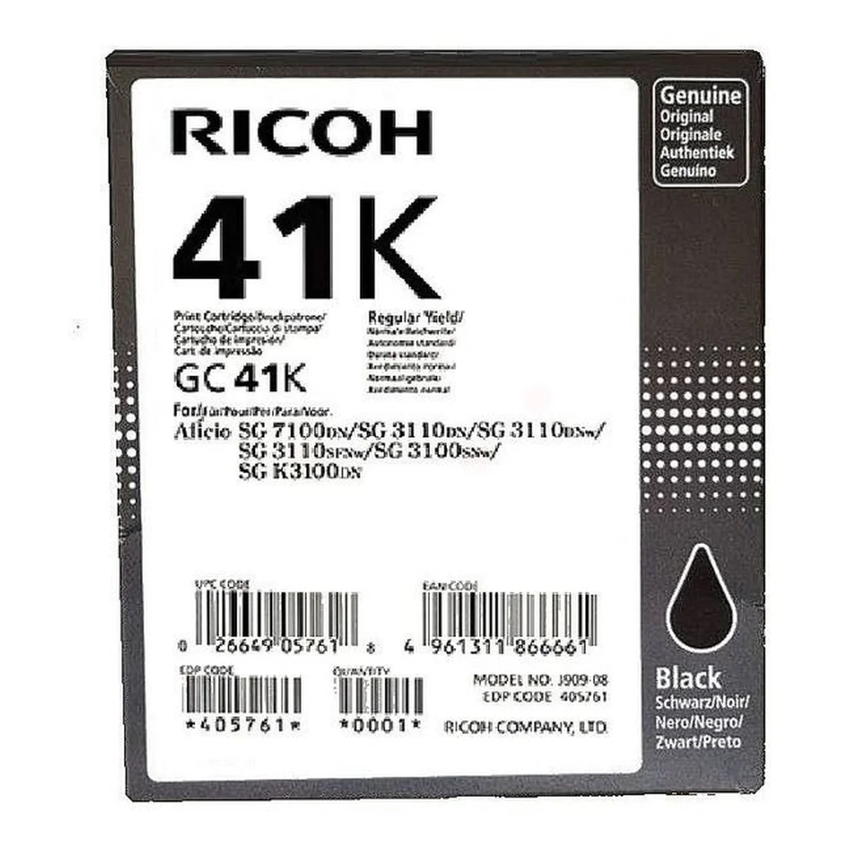 Ricoh GC-41K Gel-Kartusche schwarz 2.500 Seiten (405761)