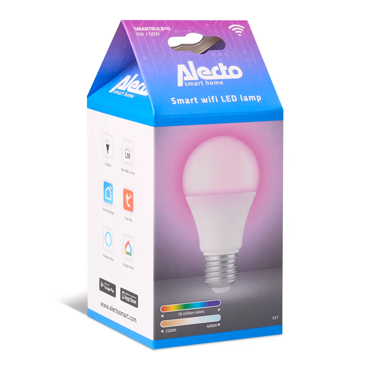 Alecto SMARTBULB10 Smart LED-Farblampe mit Wi-Fi E27 9W