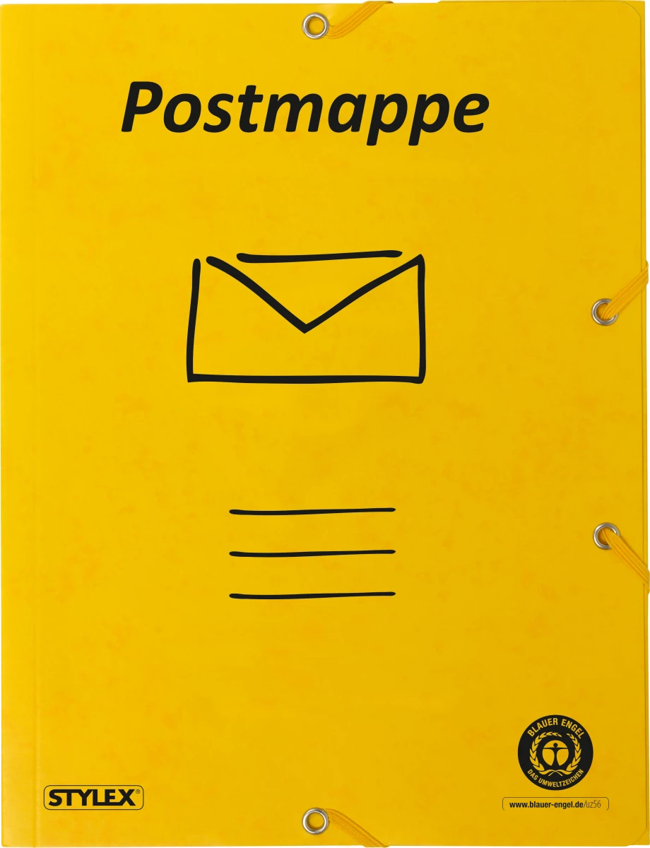Stylex Postmappe, Dreiklappmappe, DIN A4, Gelb