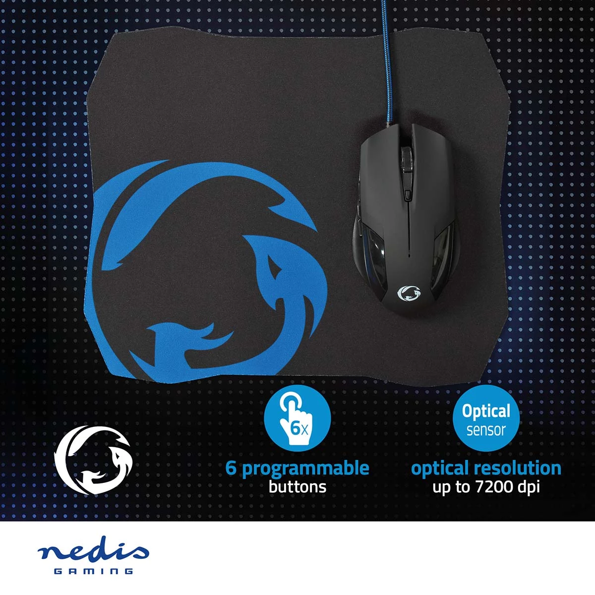 Nedis Gaming Mouse & Mouse Pad Set Nedis Gaming Mouse & Mouse Pad Set