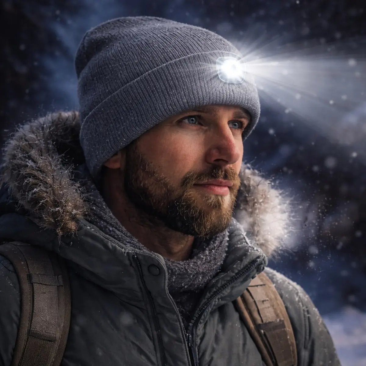 Strickmütze mit integriertem LED-Licht