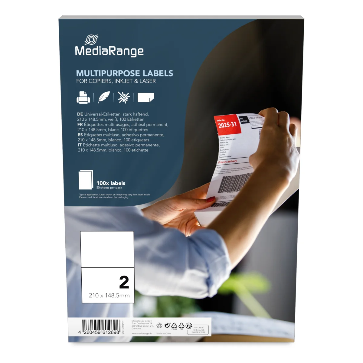 MediaRange Universal-Etiketten, 210x148,5 mm, 100 Stück