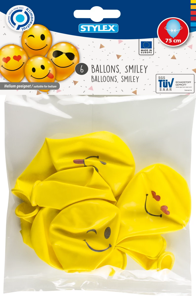 Luftballons, Smiley, 6er Beutel