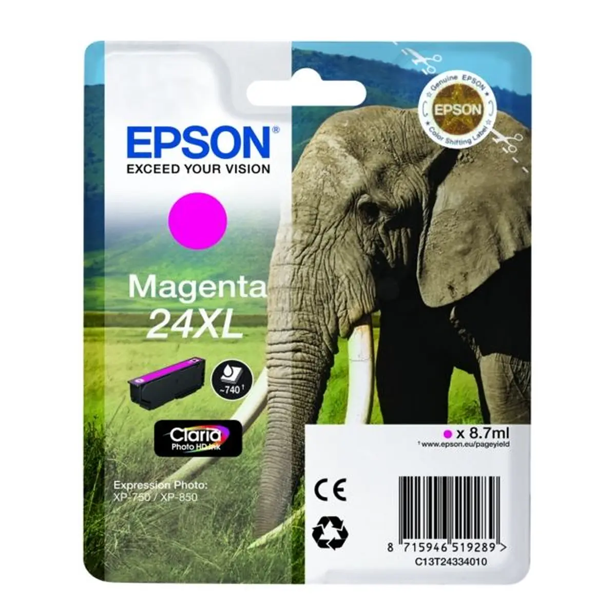 Druckerpatrone Epson 24XL magenta 8,7 ml | 500 Seiten (C13T24334012)