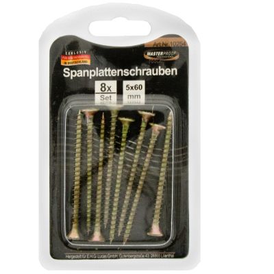 Masterproof Spanplattenschrauben 5x60mm, 8 Stück