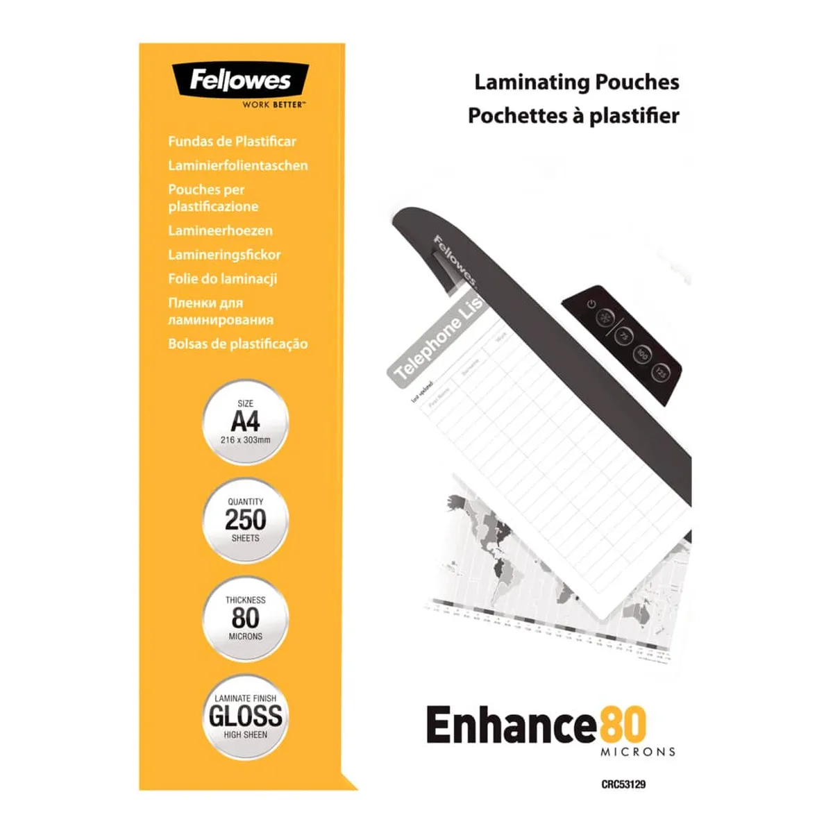 Fellowes Laminierfolie Value Pack Capture - A4, glänzend, 80 mym, 250 Stück