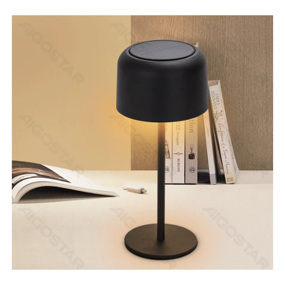 Aigostar LED Solar Tischleuchte, schwarz