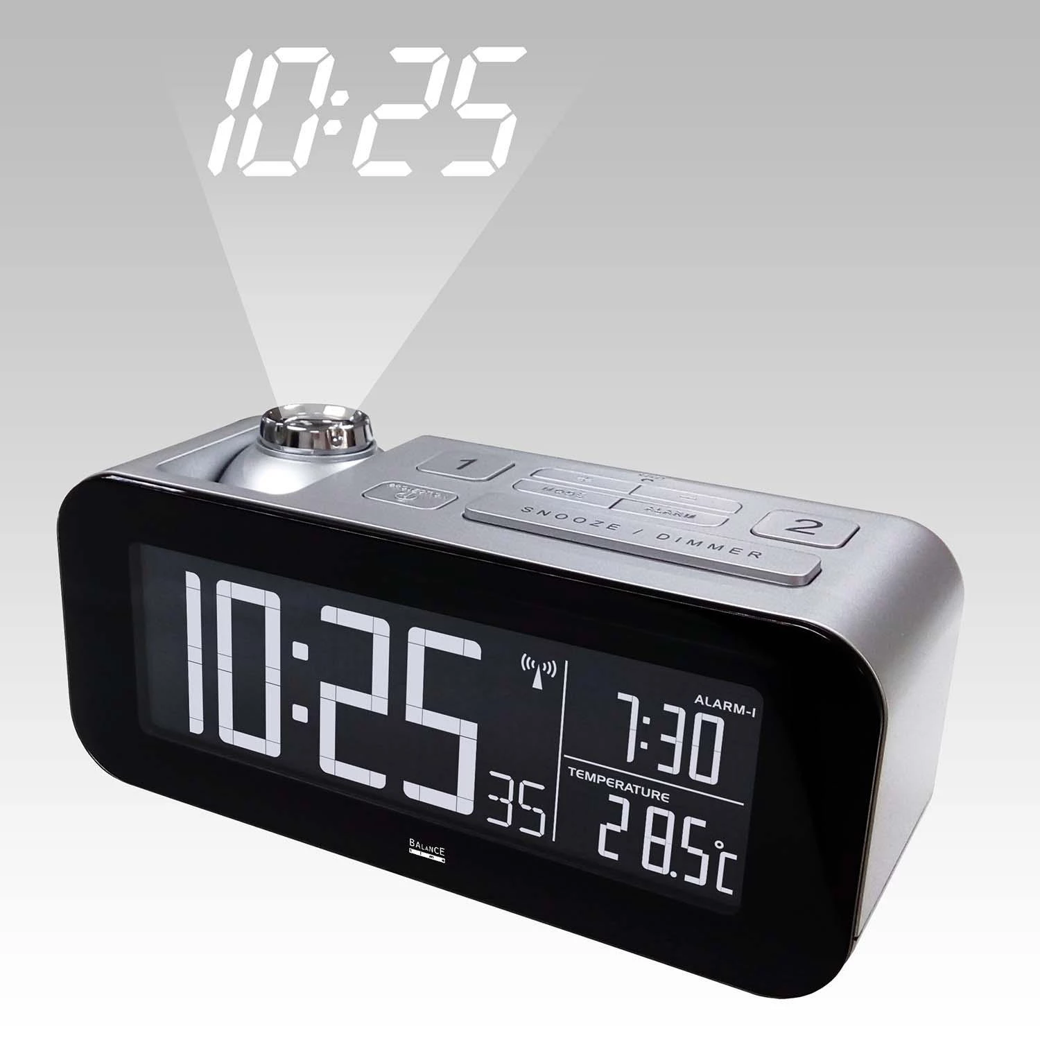 Balance Funkgesteuerter Wecker LCD Silber/Schwarz