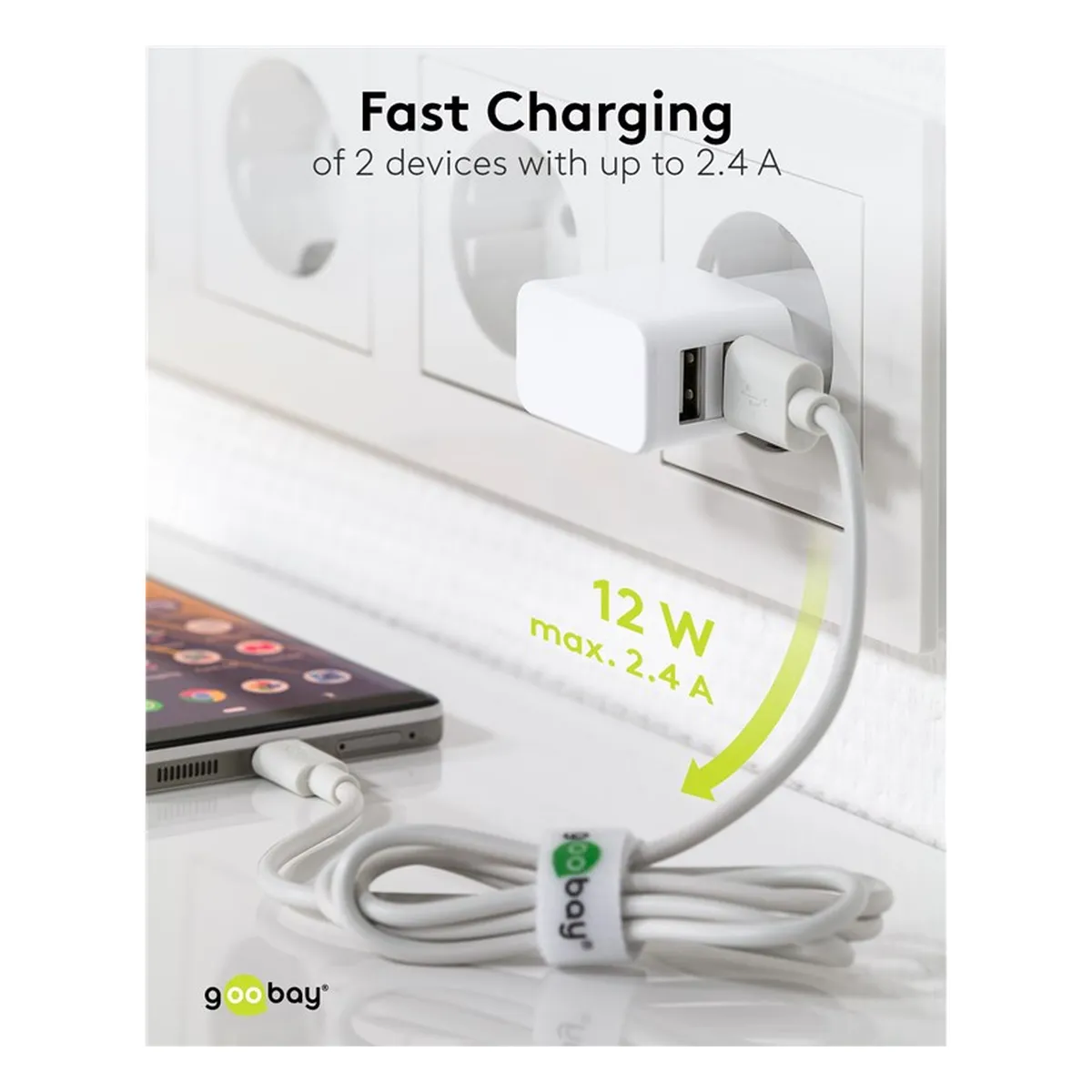 Goobay Dual USB-Ladegerät 2,4 A