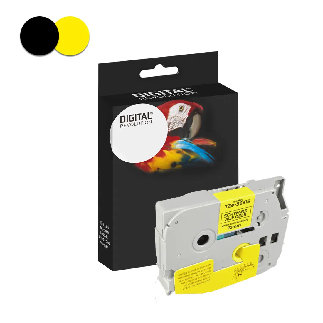 Schriftband TZE-631 schwarz auf gelb 12 mm Schriftband TZE-631 schwarz auf gelb 12 mm