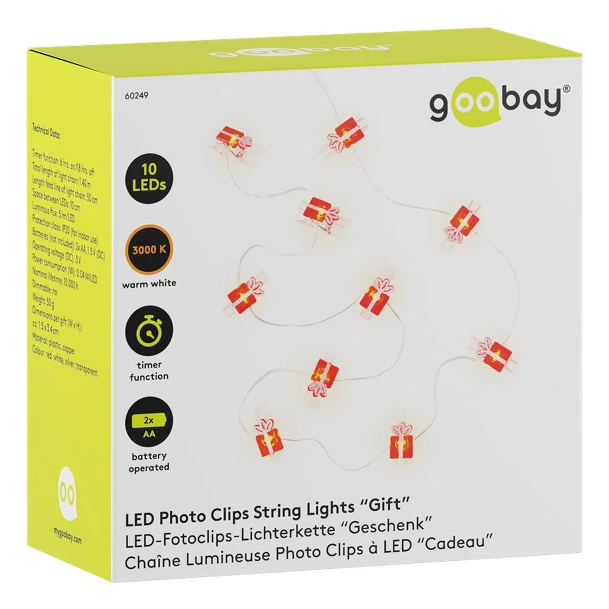 Goobay 10er LED-Fotoclips-Lichterkette “Geschenk“