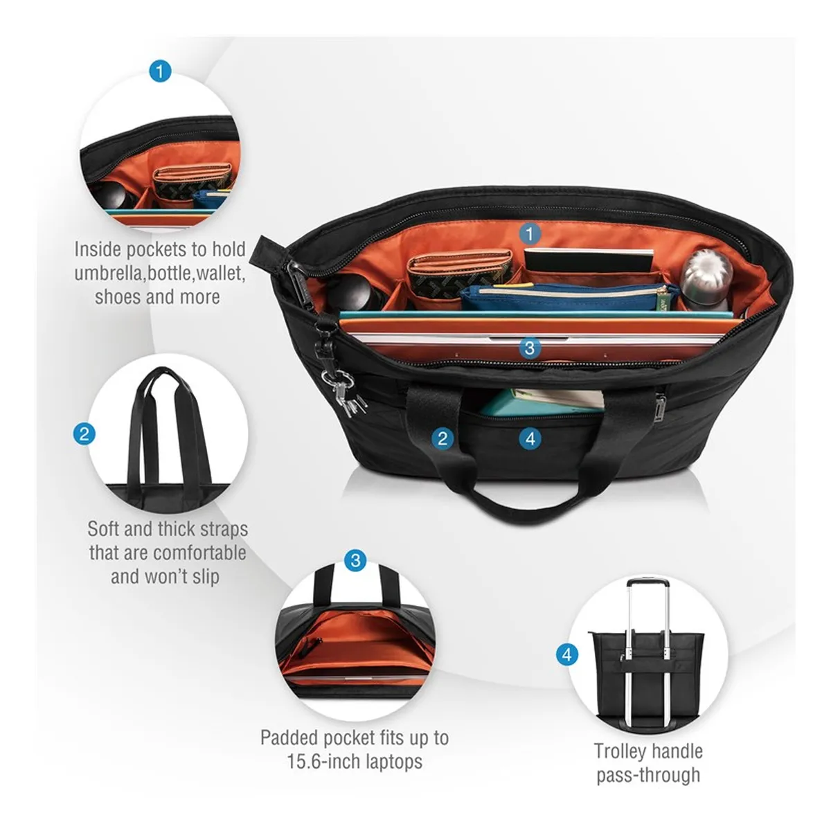 Everki Handtasche 'SHOPPER 418' schwarz