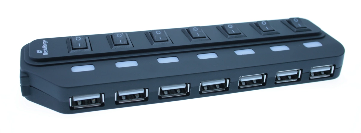 MediaRange USB 2.0 Hub 1:7 mit seperaten Ein-/Aus-Schaltern