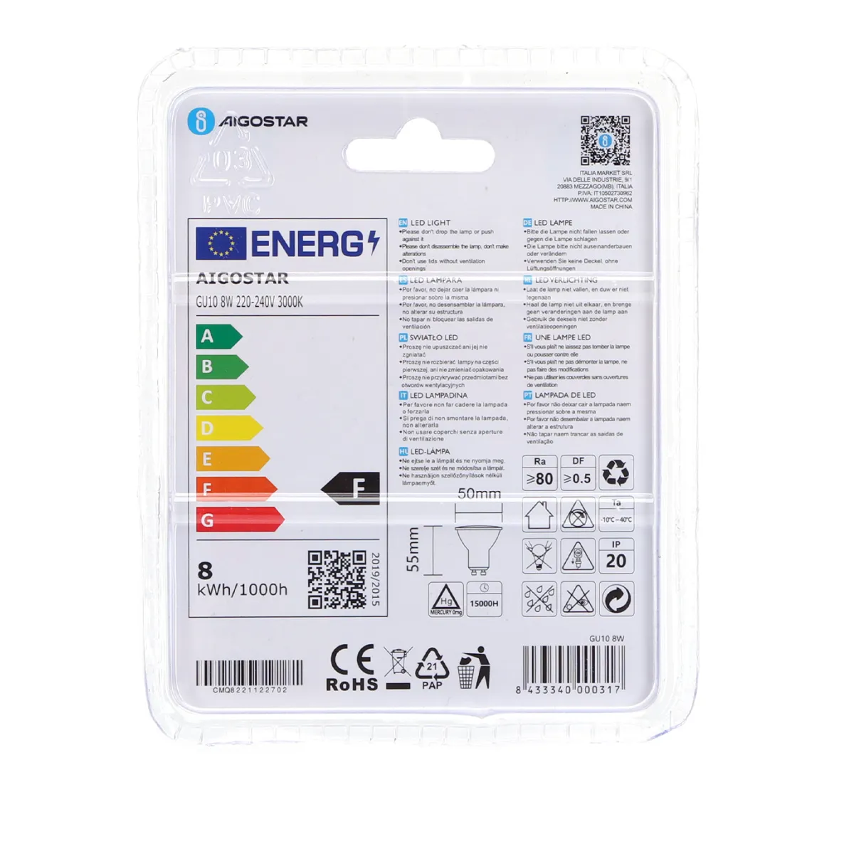 Aigostar LED 'Spot', 8W, GU10 