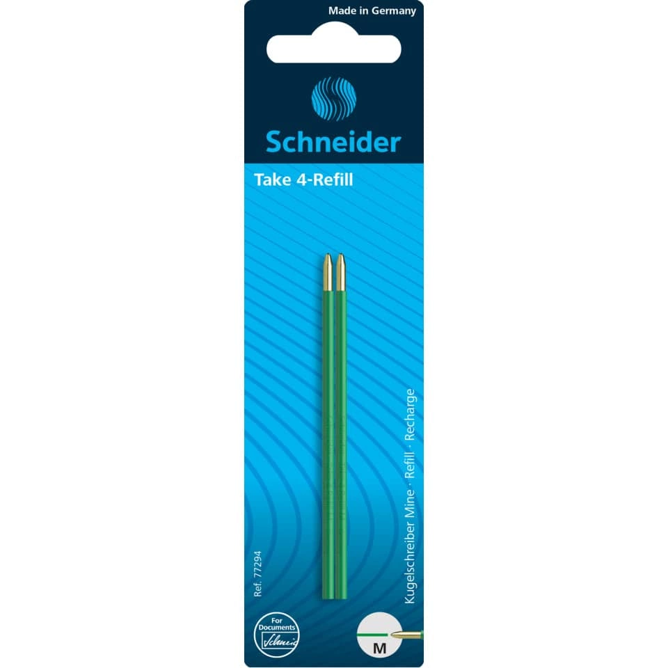 Schneider Kugelschreibermine Take 4 Refill - M, grün (dokumentenecht), 2 Stück