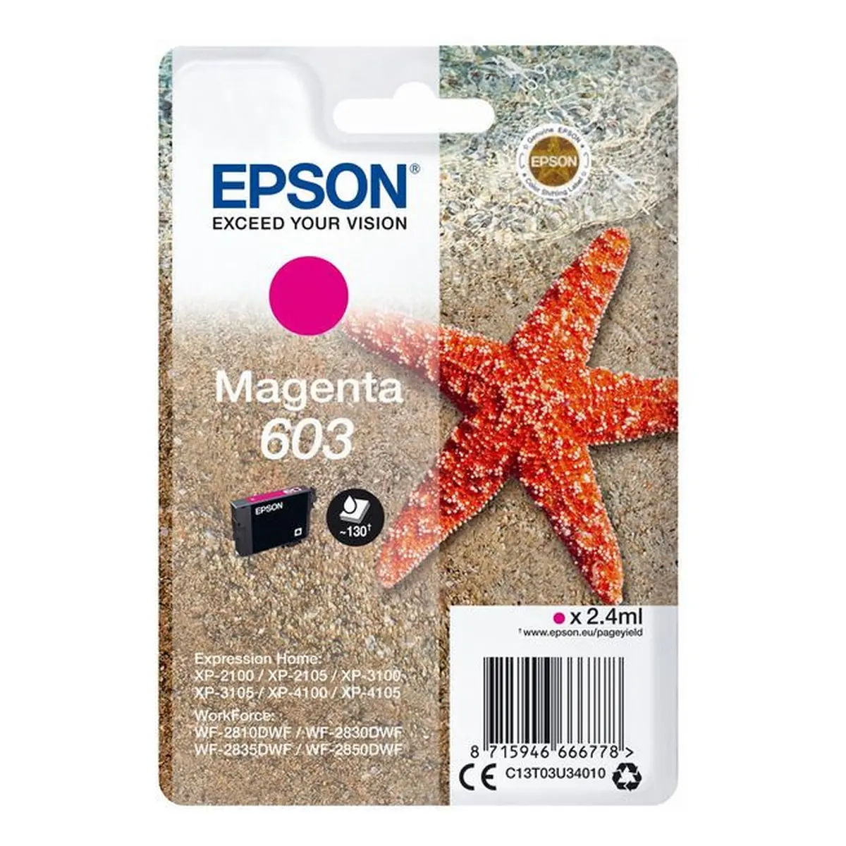 Druckerpatrone Epson 603 magenta 2,4 ml | 130 Seiten (C13T03U34010)
