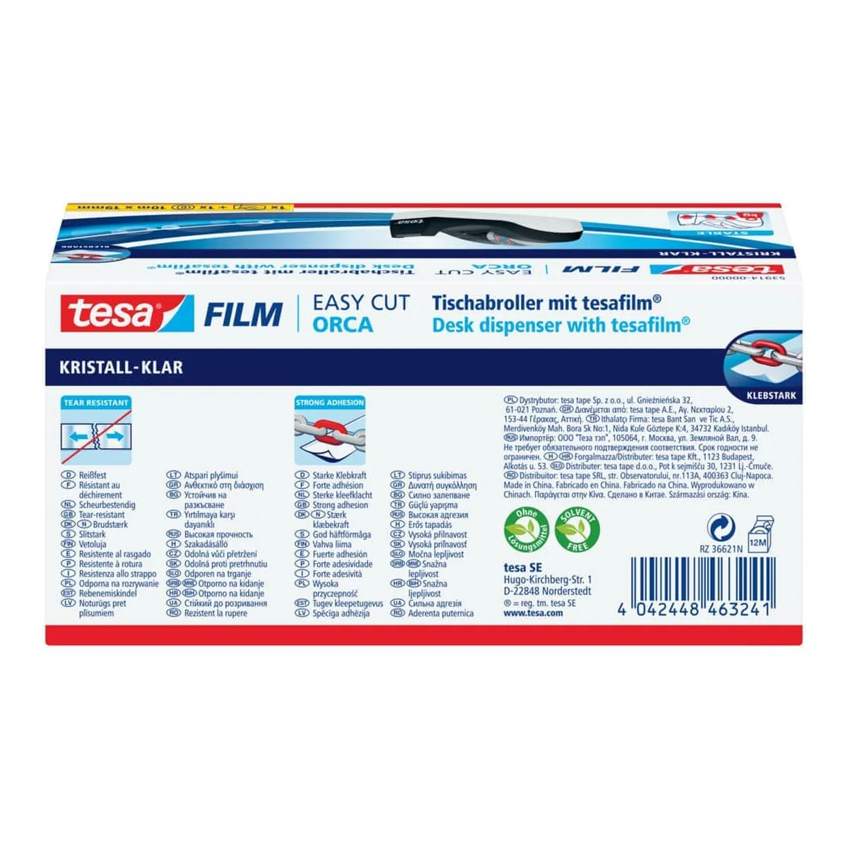 tesa® Tischabroller Easy Cut® Orca - für Rollen bis 33m : 19mm, schwarz/weiß